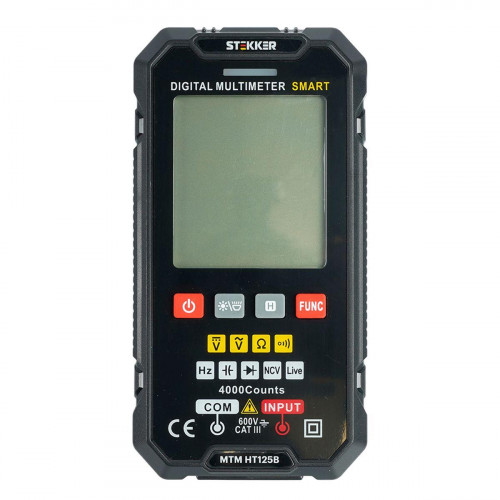 Мультиметр цифровой, 4000 отсчетов, 2 батареи тип ААА 1,5В, автоматический, черный MTM HT125B 49995