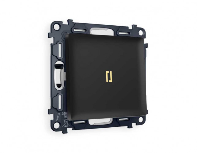 Комплект механизма 1-кл выключателя AMBRELLA VOLT с подсветкой 3200K ALFA Черный матовый QUANT (AP8020, VM101, G11Y) MA802010