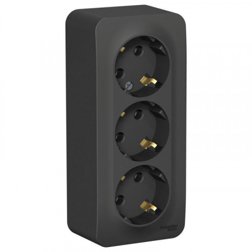 Розетка тройная 2К+3 Systeme Electric Blanca 16A 250V антрацит BLNRA010316