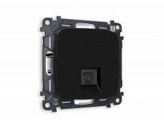 Комплект механизма телефонной розетки AMBRELLA VOLT OMEGA Черный матовый RJ-11(4P4C) с шторкой QUANT (OP8120, VM190) MO812030