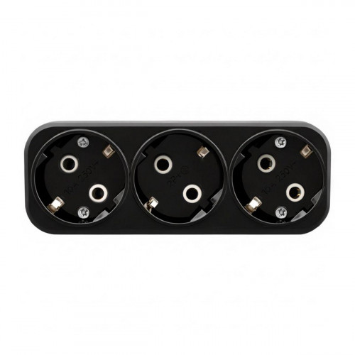 Разветвитель сетевой 3-местный с/з Stekker ADP16-23-20, 250V, 16A, ABS пластик, черный 50681