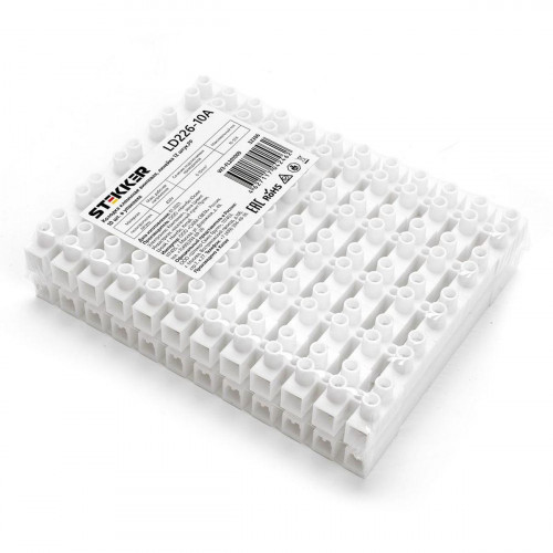 Колодка клеммная винтовая Stekker, линейка 12 штук, полипропилен, LD226-10A 32386