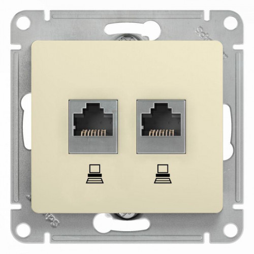 Розетка компьютерная двойная RJ45 Systeme Electric Glossa 5e кат UTP бежевая GSL000285KK