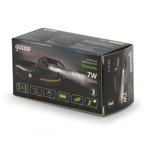 Налобный светодиодный фонарь Gauss аккумуляторный 340х30 330 лм GF411