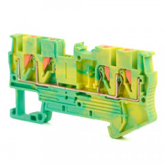 Зажим пружинный, 4-проводной проходной ЗНИ - 2,5 ,JXB PT 2,5, желтый,зеленый LD574-1-25 49261