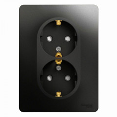 Розетка двойная 2К+З Systeme Electric Glossa 16A 250V со шторками антрацит GSL000726
