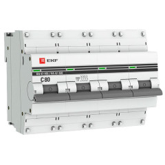 Автоматический выключатель 4P 80А (C) 10kA ВА 47-100 EKF PROxima mcb47100-4-80C-pro