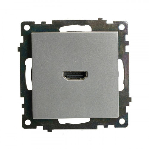Розетка HDMI 2.1, Type A (механизм), STEKKER GLS00-7118-03, серия Катрин, серебро 50061