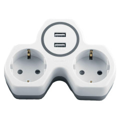 Разветвитель сетевой с 2хUSB Stekker 2гн с/з ADP16-14-20 32872
