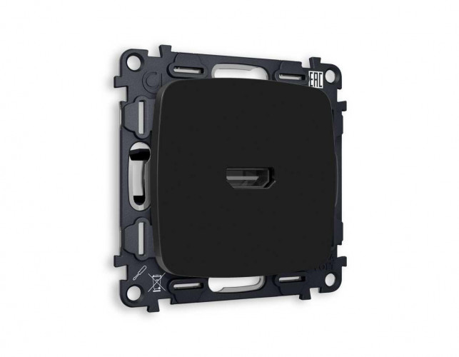 Комплект механизма розетки HDMI 2.0 AMBRELLA VOLT OMEGA Черный матовый 40V/500mA 2.0GHz 5-18Gbit/s QUANT (OP8140, VM222) MO814010
