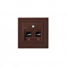 Розетка 2хRJ45 Liregus Epsilon коричневый 28-1451