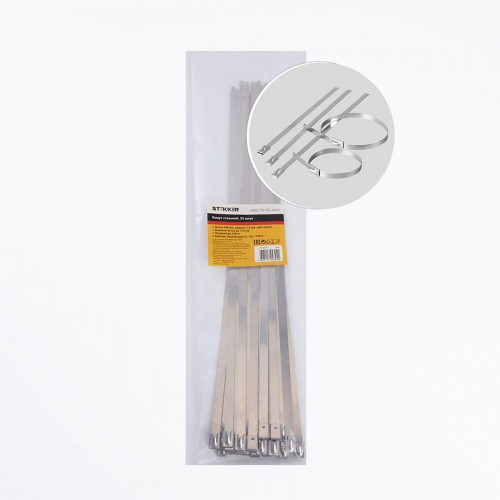 Хомут стальной Stekker SSCTE79-400 7.9х400мм, d пучка max 114мм, нагрузка 120кг, серый 32802