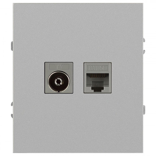 Розетка ЭРА Arktik 16-3110-03 комбинированная RJ45+TV алюминий Б0070496