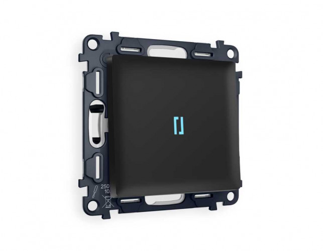 Комплект механизма 1-кл проходного выключателя AMBRELLA VOLT с подсветкой 10000K ALFA Черный матовый QUANT (AP8020, VM105, G29B) MA802040