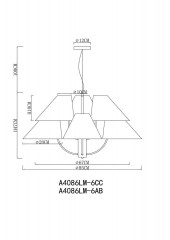 Подвесная люстра Arte Lamp Rondo A4086LM-6AB
