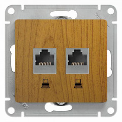 Розетка компьютерная двойная RJ45 Systeme Electric Glossa 5e кат UTP дуб GSL000585KK