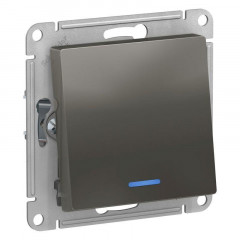 Переключатель одноклавишный проходной Systeme Electric AtlasDesign 10A 250V с подсветкой сталь ATN000963