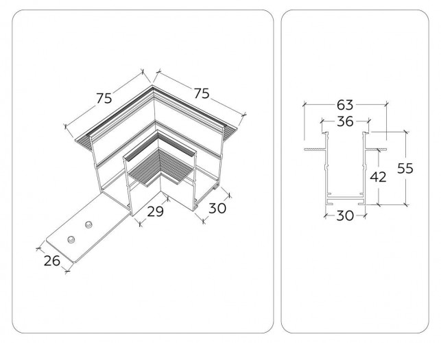 Коннектор L-образный встраиваемый Ambrella Light Track System Magnetic 220V GL1040