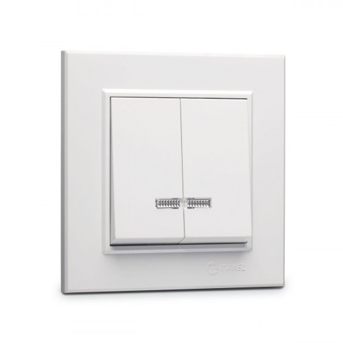 Выключатель Makel 2-кл. СП Karea 10А IP20 с подсветкой белый 56001023