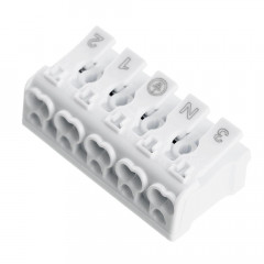 Клемма монтажная Stekker, LD294-4005, для подключения фазных проводников, 5 контактных групп (3 ввода, 3 вывода на полюс) 32956