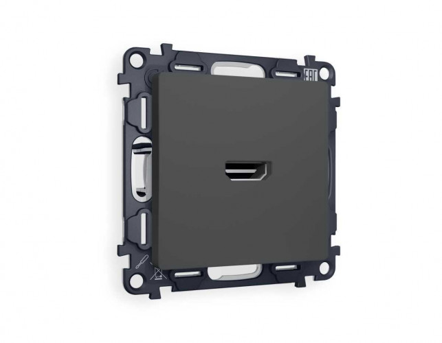 Комплект механизма розетки HDMI 2.0 AMBRELLA VOLT ALFA Графит мягкое касание 40V/500mA 2.0GHz 5-18Gbit/s QUANT (AP9140, VM222) MA914010