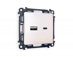Комплект механизма розетки AMBRELLA VOLT ALFA Жемчуг 2USB A+C 20W (быстрая зарядка) QUANT (AP2110, VM177) MA211010