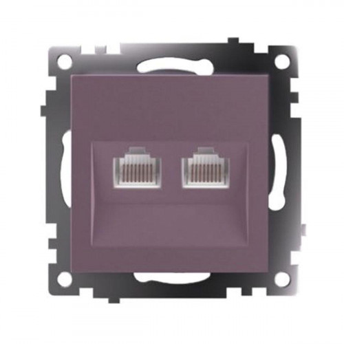 Розетка компьютерная 2-местная RJ-45 (механизм) Stekker GLS00-7109-04 Катрин, шоколад 50006