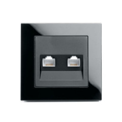 Розетка компьютерная 2-местная RJ-45 ,Stekker ,GLS00-7006-05 Катрин, черный 39509