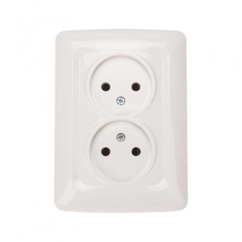 DEA Розетка 2-ая керамика б/з с/у 10А Бел KRANZ KR-78-0219