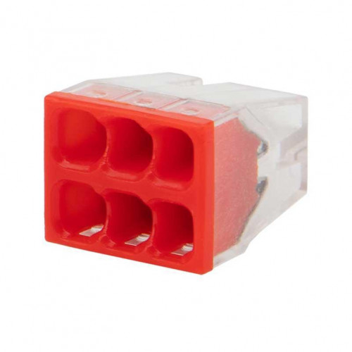 Экспресс-клемма REXANT СМК 2273-206, 6-проводная 0.5-2.5 мм², прозрачная, блистер (5 шт./уп.) 07-3209-5