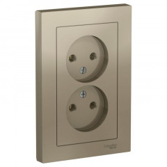 Розетка двойная 2К Systeme Electric AtlasDesign 16A 250V шампань ATN000520