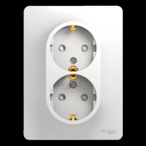 Розетка двойная 2К+З Systeme Electric Glossa 16A 250V со шторками белая GSL000126