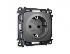 Комплект механизма электрической розетки AMBRELLA VOLT OMEGA Антрацит серый с/з на винтовых зажимах QUANT (OP6560, VM141) MO656010