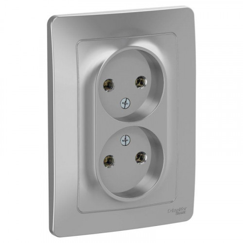 Розетка двойная 2К Systeme Electric Blanca 16A 250V алюминий BLNRS000023