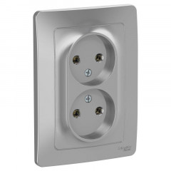 Розетка двойная 2К Systeme Electric Blanca 16A 250V алюминий BLNRS000023