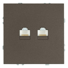 Розетка компьютерная 2-местная RJ-45 (механизм), Stekker Эмили, RST00-5111-09, антрацит, soft touch 49926