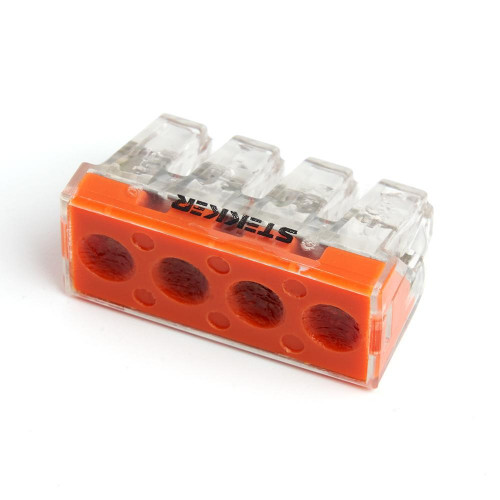 Клемма монтажная 4-проводная Stekker для 1-жильного проводника (с пастой), LD773-174-1 39872