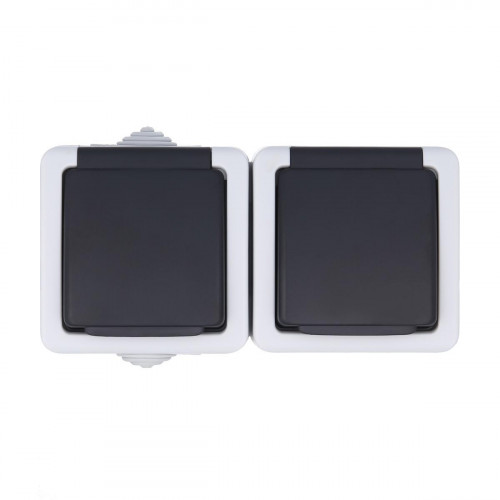 Розетка LK Studio двойная с з/к, EF602G, 16A (серый) 80008