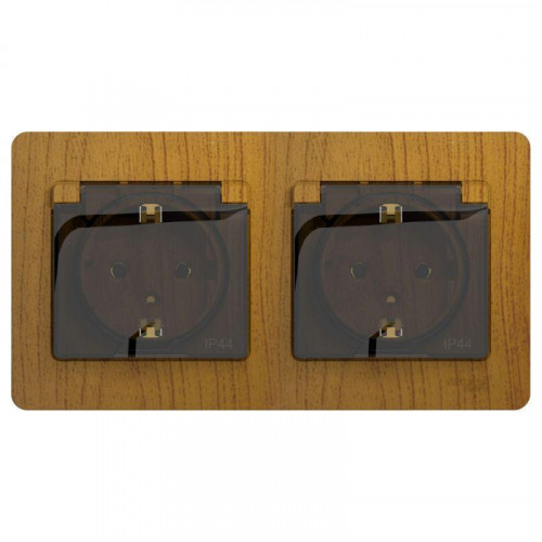 Розетка двойная 2К+З Systeme Electric Glossa 16A 250V со шторками дуб GSL000547