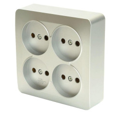 Розетка четырехместная 2P Stekker София серебро MST10-14S-03 49333
