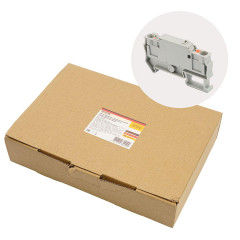 Зажим самозажимной Stekker, 2-проводной проходной 4,0 мм² (JXB PT 4) c размыкателем и предохранителем, LD572-1-01, серый 50190