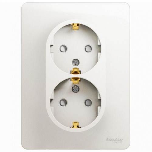 Розетка двойная 2К+З Systeme Electric Glossa 16A 250V со шторками перламутр GSL000626