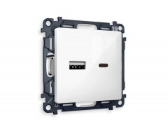 Комплект механизма розетки AMBRELLA VOLT ALFA Белый глянец 2USB A+C 20W (быстрая зарядка) QUANT (AP1110, VM177) MA111010