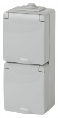 Розетка ЭРА Эксперт 2х2P E IP65 со шторками 16A 250V 11-2608-03 Б0036003