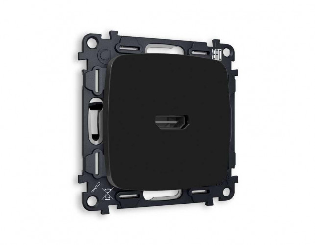 Комплект механизма розетки HDMI 2.0 AMBRELLA VOLT OMEGA Черный матовый 40V/500mA 2.0GHz 5-18Gbit/s QUANT (OP8140, VM222) MO814010