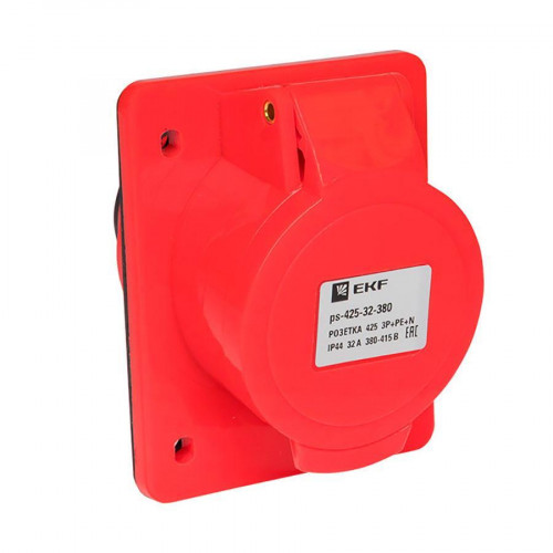 Розетка стационарная внутренняя 425 3Р+РЕ+N 32А 380В IP44 EKF PROxima ps-425-32-380