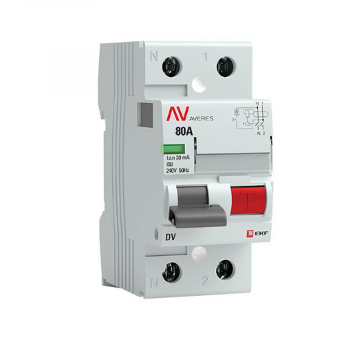 Устройство защитного отключения DV 2P 80А/ 30мА (A) EKF AVERES rccb-2-80-30-a-av
