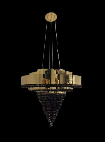 Люстра подвесная Alfa Light F2024-43 E14* 14 Позолото + черное стекло