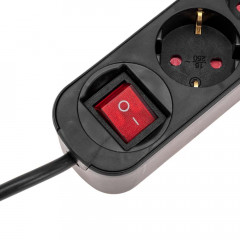 Удлинитель STANDARD 5 гнезд, 1,5м, 3х1,0мм², с/з, с выключателем, 2 USB, черный REXANT 13-4040