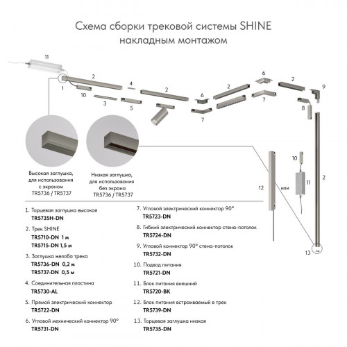 Коннектор L-образный Denkirs Shine Base TR5732-DN